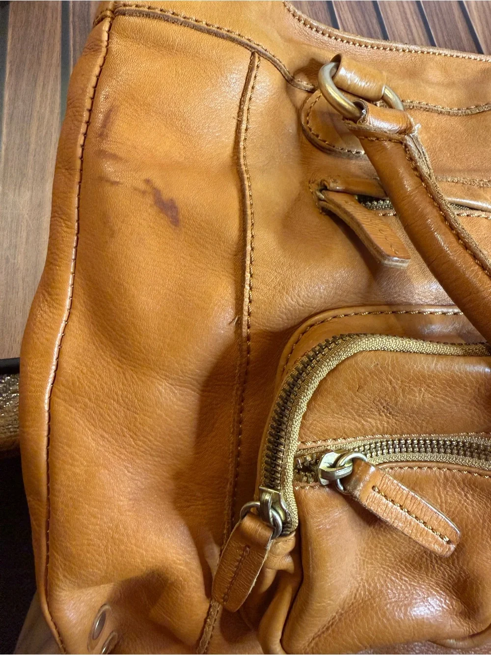 J.Crew Vintage 2010 Cognac Leather Large Utility Tote Bag 26082